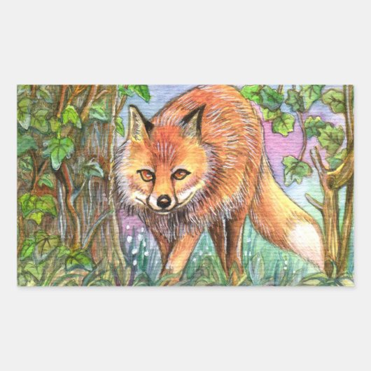 Sticker Rectangulaire Promenade De Fox Dans Les Bois (Devant)
