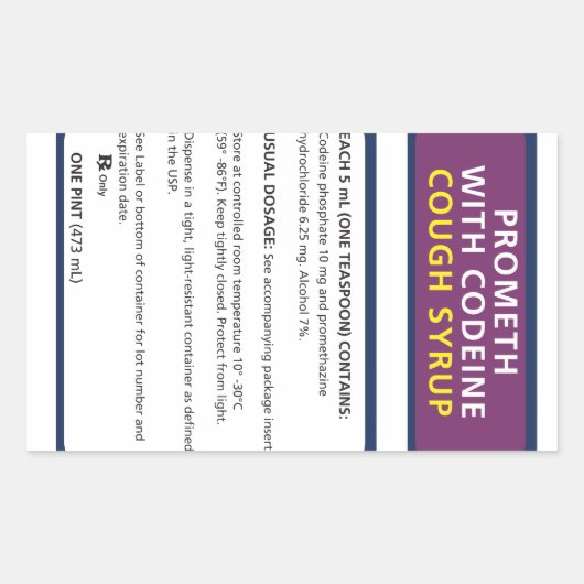 Sticker Rectangulaire Promouvoir la codéine (Devant)