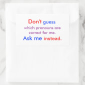 Sticker Rectangulaire Pronoms Demande Moi lumière (Sac)