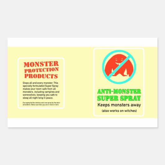 Sticker Rectangulaire Protection Monster - Super Spray anti-Monster (Devant)