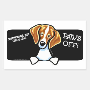 Sticker Rectangulaire Protégé par des pattes Beagles désactivées