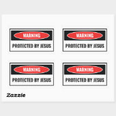 Sticker Rectangulaire Protégé par Jésus (Feuille)