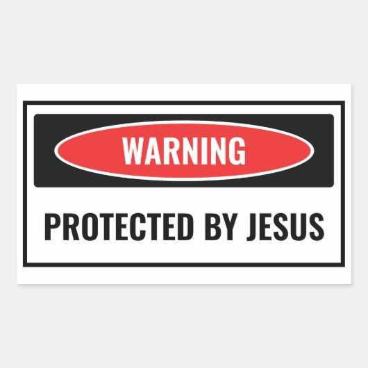 Sticker Rectangulaire Protégé par Jésus (Devant)