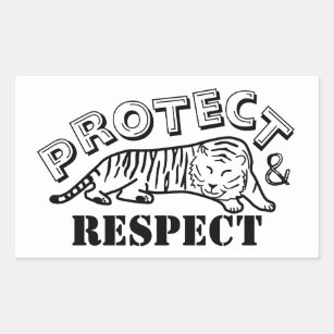 Sticker Rectangulaire Protéger et respecter le tigre sauvage