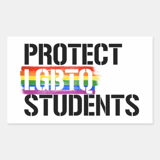 Sticker Rectangulaire Protéger les étudiants LGBTQ (Devant)