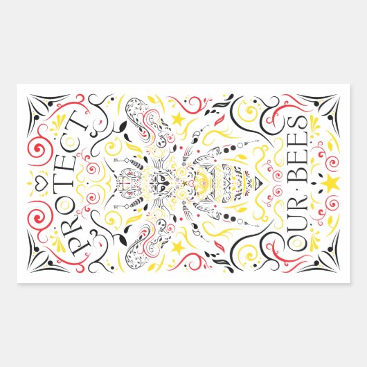 Sticker Rectangulaire protéger nos abeilles (Devant)