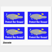 Sticker Rectangulaire Protéger nos océans avec du lamatée (Feuille)