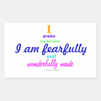 Sticker Rectangulaire Psaume 139:14 (Sticker)