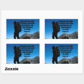 Sticker Rectangulaire Psaume 144:1 Béni soit le Seigneur mon rocher qui (Feuille)