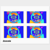 Sticker Rectangulaire Psychedelic Groove : Pop Art Énergie Abstraite (Feuille)
