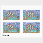 Sticker Rectangulaire Psychédélic Sea Turtle Seahorse (Feuille)