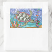 Sticker Rectangulaire Psychédélic Sea Turtle Seahorse (Sac)