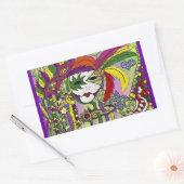 Sticker Rectangulaire Psychédélique Mardi Gras Plumes Masques Cadeaux Vê (Enveloppe)