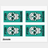 Sticker Rectangulaire PTSD Badass crâne à sucre (Feuille)