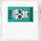 Sticker Rectangulaire PTSD Badass crâne à sucre (Sac)