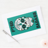 Sticker Rectangulaire PTSD Badass crâne à sucre (Enveloppe)