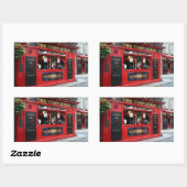 Sticker Rectangulaire Pub rouge de barre de temple à Dublin (Feuille)