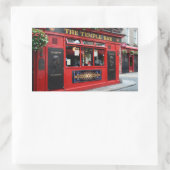 Sticker Rectangulaire Pub rouge de barre de temple à Dublin (Sac)