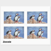 Sticker Rectangulaire Puffin Trio (Feuille)