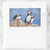 Sticker Rectangulaire Puffin Trio (Sac)