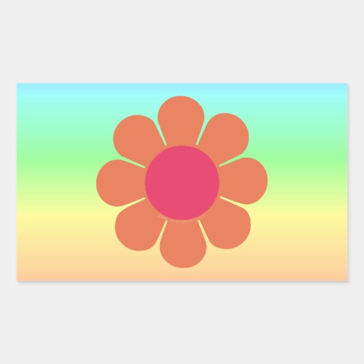 Sticker Rectangulaire Puissance des fleurs des années 70 (Devant)