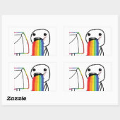Sticker Rectangulaire Puking Rainbows (Feuille)