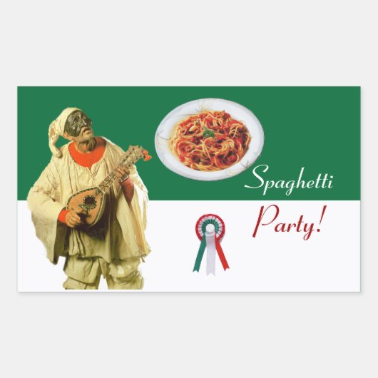 Sticker Rectangulaire PULCINELLA ITALIAN KITCHEN PARTI rouge blanc noir (Devant)