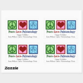 Sticker Rectangulaire Pulmonologue personnalisable Peace Love (Feuille)