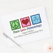 Sticker Rectangulaire Pulmonologue personnalisable Peace Love (Enveloppe)