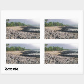 Sticker Rectangulaire PunaluGu Plage de sable noir Hawaii Big Island (Feuille)