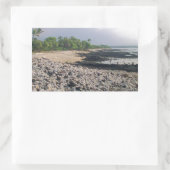 Sticker Rectangulaire PunaluGu Plage de sable noir Hawaii Big Island (Sac)