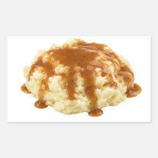 Sticker Rectangulaire Purée de Pommes de Terre Crémeuse avec Sauce
