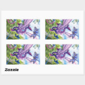 Sticker Rectangulaire Purple Dragon Dragonfly spring artwork (Feuille)