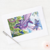 Sticker Rectangulaire Purple Dragon Dragonfly spring artwork (Enveloppe)