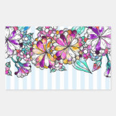 Sticker Rectangulaire Purple flowers and light blue stripes (Devant)