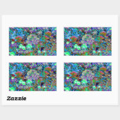 Sticker Rectangulaire Purple psychédélique et fleurs de jardin vert citr (Feuille)