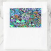 Sticker Rectangulaire Purple psychédélique et fleurs de jardin vert citr (Sac)