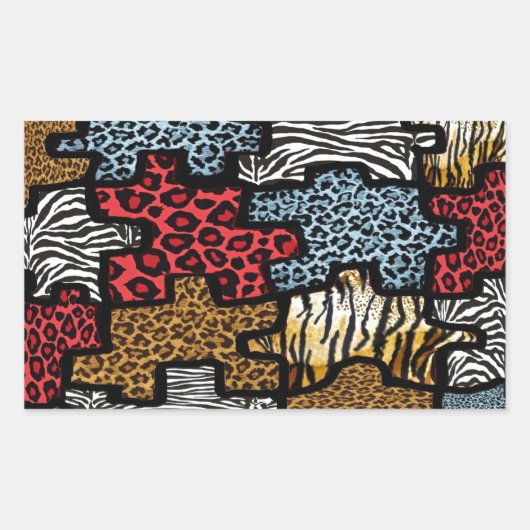 Sticker Rectangulaire Puzzle Rockabilly Impression Animale RAB (Devant)