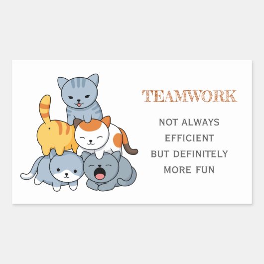 Sticker Rectangulaire Pyramide des chats - Groupe de chats, Citation de (Devant)