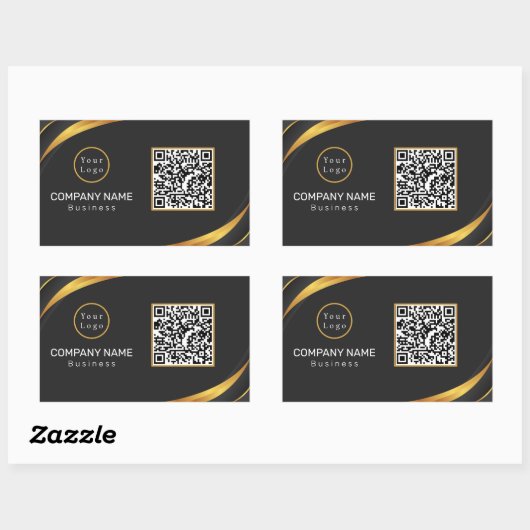 Sticker Rectangulaire QR Code Business Logo Moderne (Feuille)