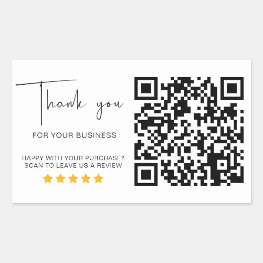 Sticker Rectangulaire QR Code Business Review 5 Star Review Moderne (Devant)