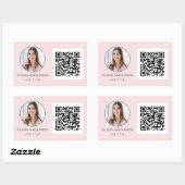 Sticker Rectangulaire QR Code Professional Photo Blush Pink (Feuille)