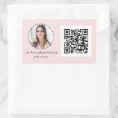 Sticker Rectangulaire QR Code Professional Photo Blush Pink (Sac)