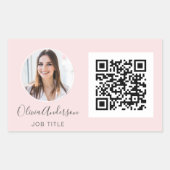 Sticker Rectangulaire QR Code Professional Photo Blush Rose Gold Re (Devant)