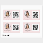 Sticker Rectangulaire QR Code Professional Photo Blush Rose Or (Feuille)