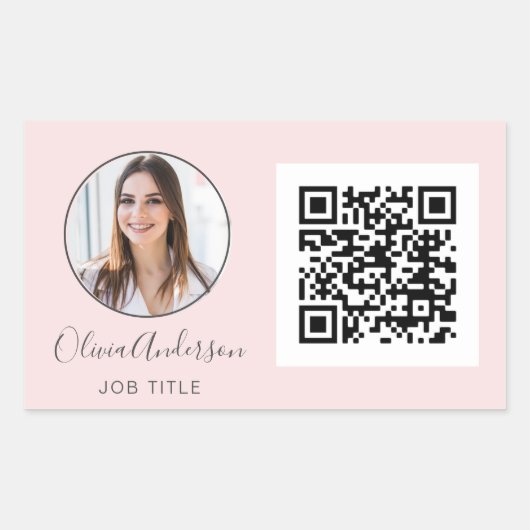 Sticker Rectangulaire QR Code Professional Photo Blush Rose Or (Devant)