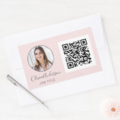 Sticker Rectangulaire QR Code Professional Photo Blush Rose Or (Enveloppe)
