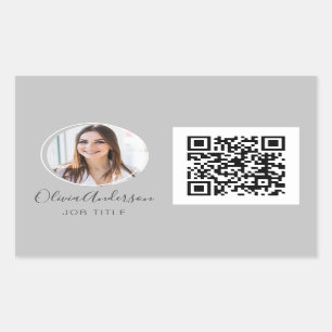 Sticker Rectangulaire QR Code Professional Photo Grey Carte de visite
