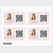 Sticker Rectangulaire QR Code professionnel photo Blush rose rectangulai (Feuille)
