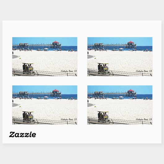 Sticker Rectangulaire Quai Huntington Beach (Feuille)